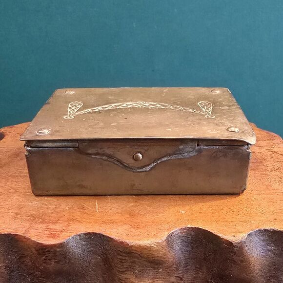 Antique German Brass Stamp Box Marked Ges Gesch 3.25"x2.5"x1" - Picture 4 of 8